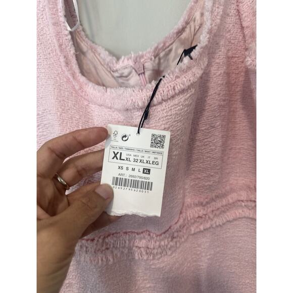 Zara Pink Tweed Mini Dress X-Large Blogger RARE Barbiecore Influencer NWT 1139 - Picture 11 of 14
